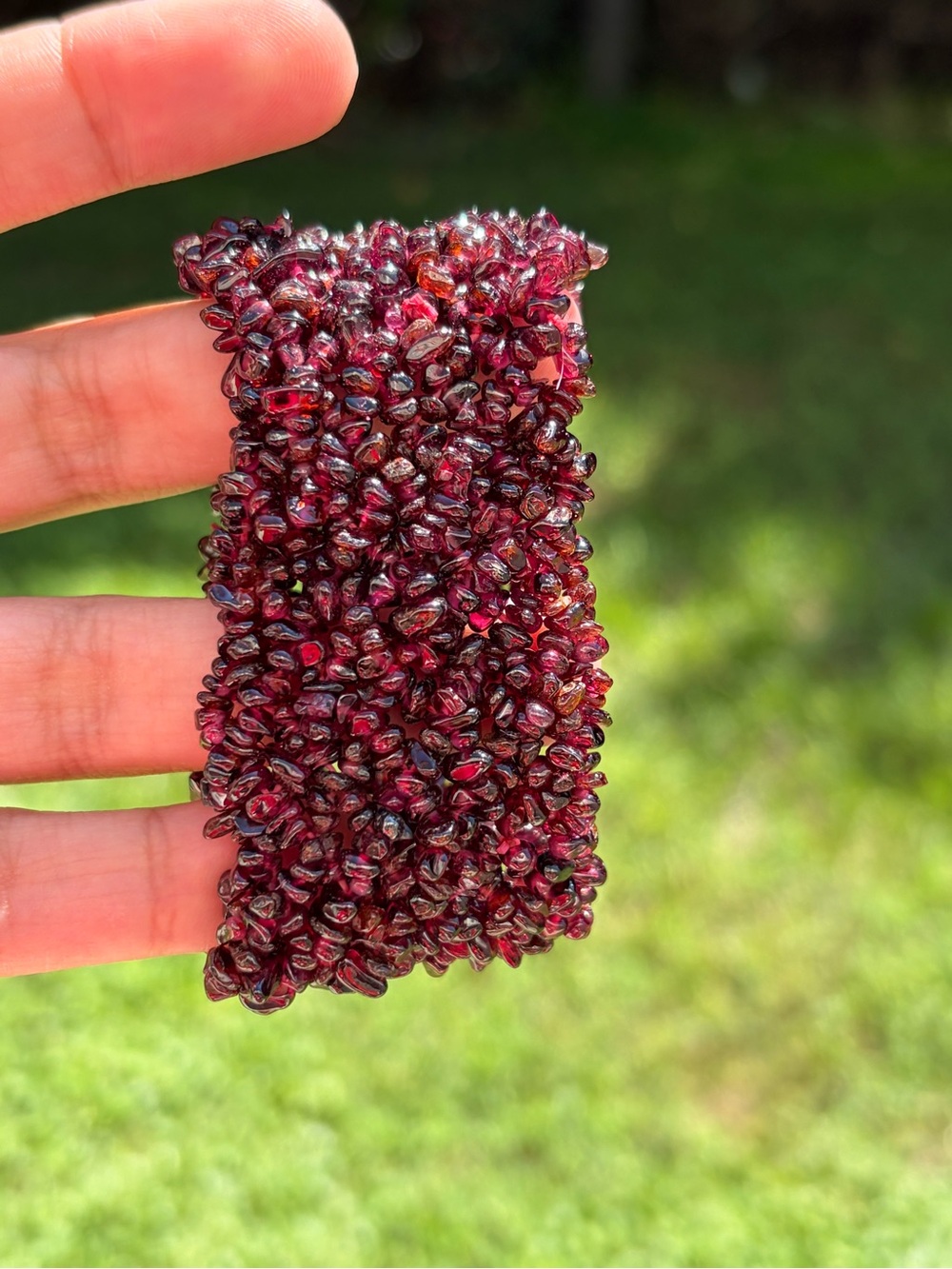 Garnet Chip Cuff Bracelet